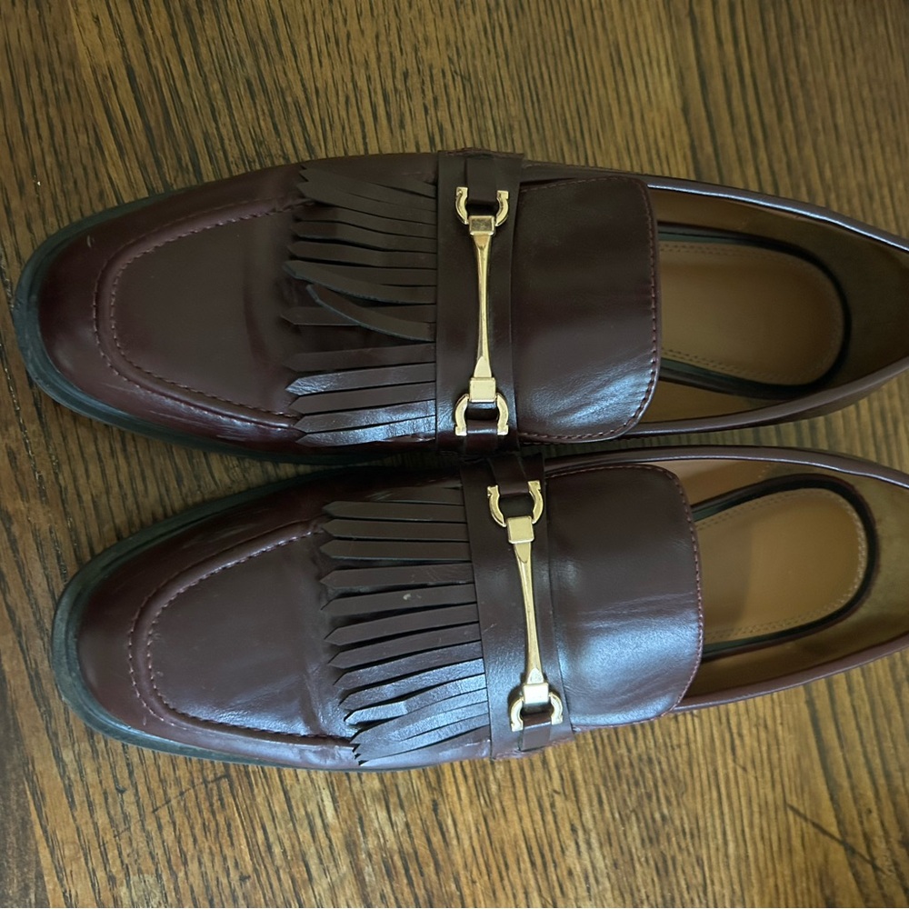 Zara Leather Fringed Moccasins